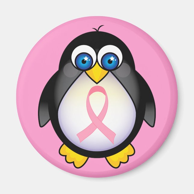 Rosa Brustkrebs Schleife Pinguin-Geschenk Magnet (Vorne)