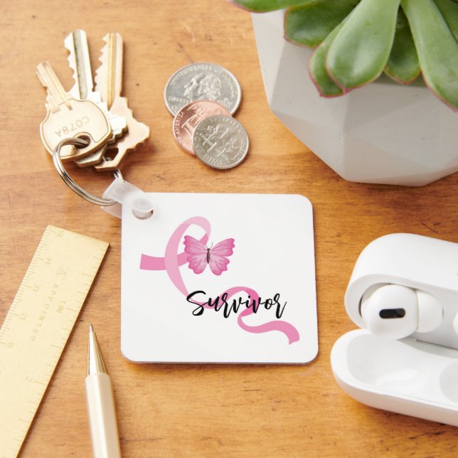 Rosa Brustkrebs Schleife Schlüsselanhänger (Schreibtisch)