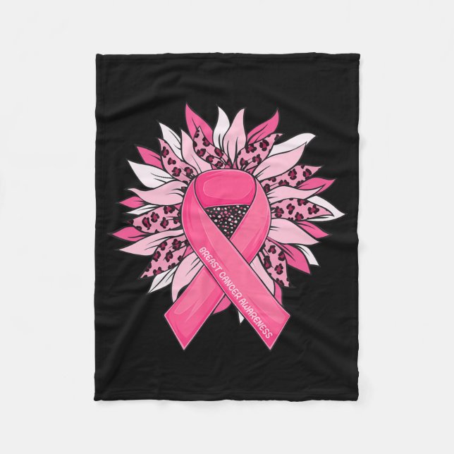 Rosa Brustkrebs Schleife Sonnenblumen Brustkrebs Fleecedecke (Vorderseite)