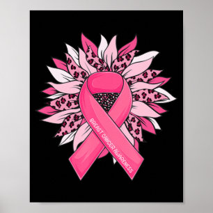 Rosa Brustkrebs Schleife Sonnenblumen Brustkrebs Poster