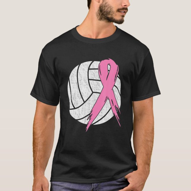 Rosa Brustkrebs Schleife Volleyball Awareness Cos T-Shirt (Vorderseite)