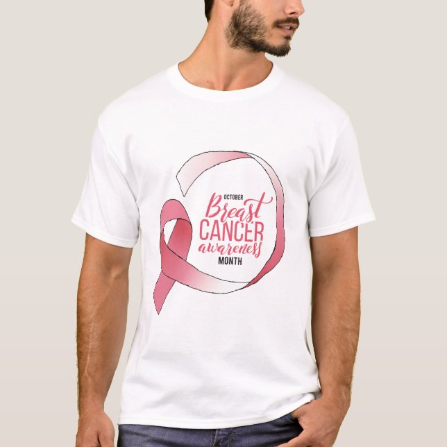 Rosa Brustkrebs-Schleife Zeichnend BCA Monat T-Shirt (Vorderseite)