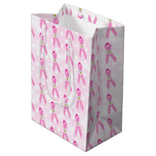 Rosa Brustkrebserkrankung Ribbons und Daisien Mittlere Geschenktüte
