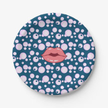 Rosa Bubble Lips Papierplatte