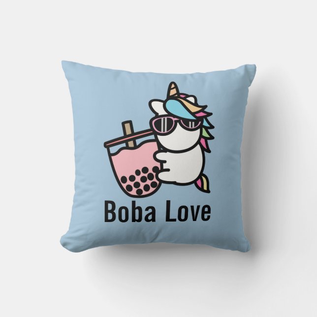 Rosa Bubble Tee & Unicorn Kissen Kissen (Vorderseite)
