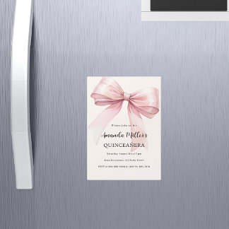 Rosa Bube elegant Quinceanera Luxus Magneteinladung