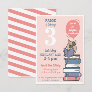 Rosa Buch Geburtstagsparty Reading Einladung