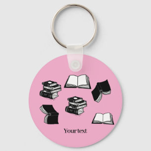 Rosa Bücherwurm-Bibliophile-Bibliothekar-Buchmuste Schlüsselanhänger