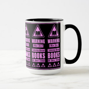Rosa Buchliebhaber Warnschild Tasse