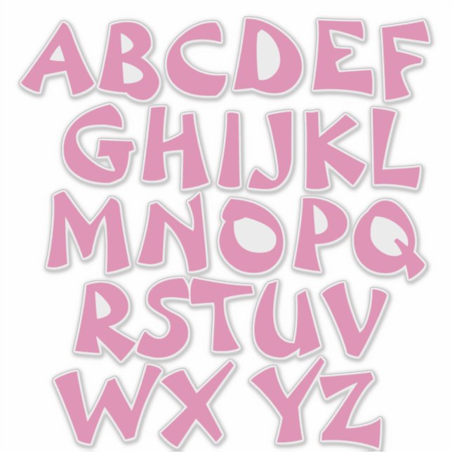 Rosa Buchstaben Transparente Alphabetmauer Aufkleber (Vorderseite)