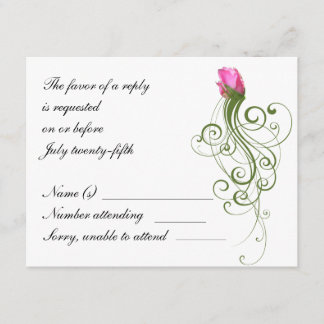 Rosa Bud Geblüht RSVP-Karte RSVP Karte