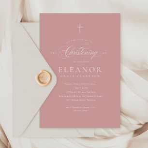 Rosa Budget Elegance Cross Kalligraphie Christenin Einladung