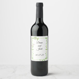 Rosa Buds auf grüner Hochzeit Weinetikett