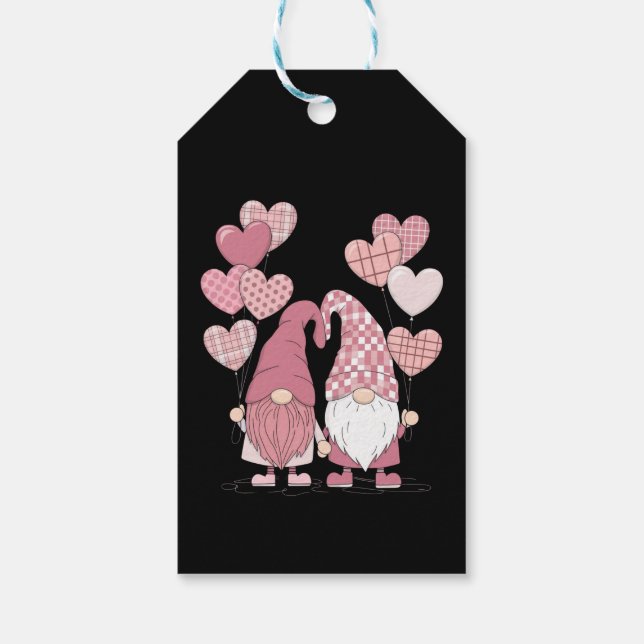 Rosa Buffalo Kariertes Herz Gnomes Valentinstag Geschenkanhänger (Rückseite)