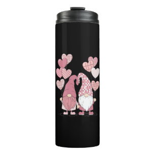 Rosa Buffalo Kariertes Herz Gnomes Valentinstag Thermosbecher
