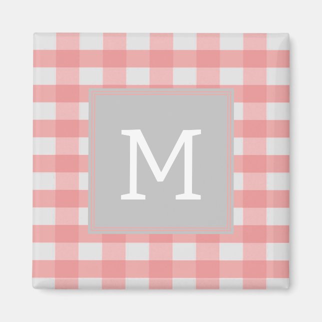 Rosa Buffalo Kariertes Monogram Magnet (Vorne)