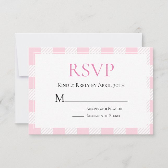 Rosa Buffalo Karo Wedding RSVP (Vorderseite)
