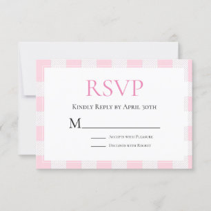 Rosa Buffalo Karo Wedding RSVP Karte