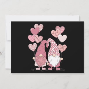 Rosa Büffelkariert Herz Gnome Valentinstag Dankeskarte