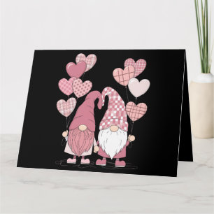 Rosa Büffelkariert Herz Gnome Valentinstag Karte