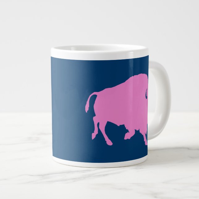 Rosa Büffellogo mit Geschäfts-URL Jumbo-Tasse (Vorderseite Rechts)