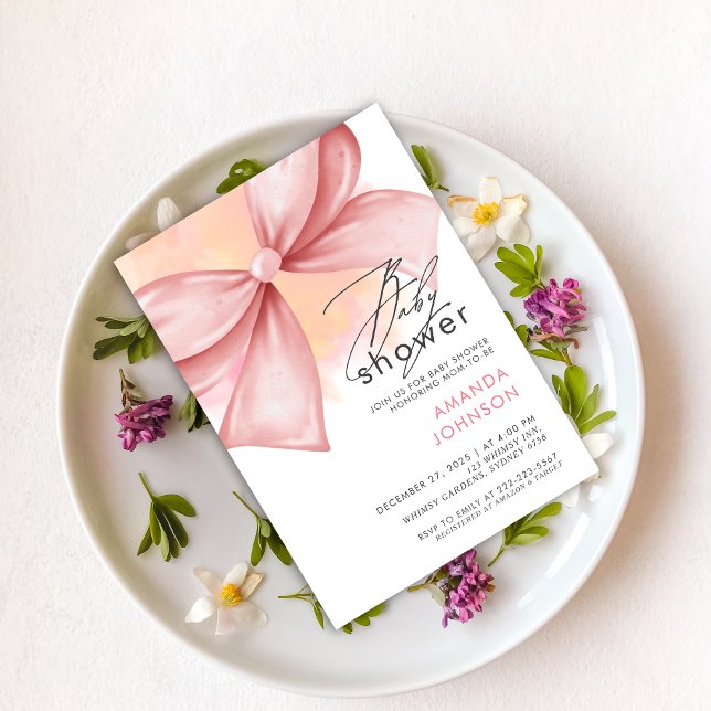 Rosa Bug Moderne Babydusche Einladung (Von Creator hochgeladen)