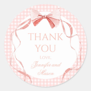 Rosa Bugband Gingham Babydusche Danke Runder Aufkleber