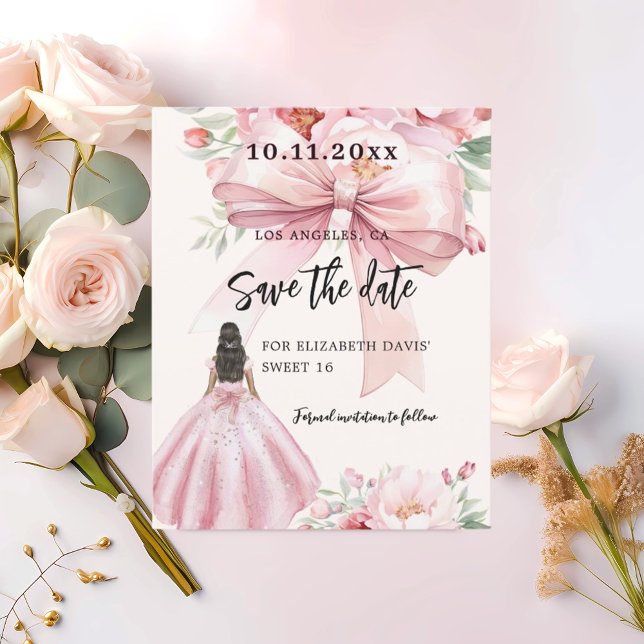 Rosa Bugcreme Kleid Sweet 16 Save the Date Flyer (Von Creator hochgeladen)