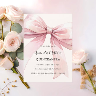 Rosa Bugcreme Quinceanera Einladung