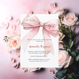 Rosa Bugmädchen Babydusche Einladung