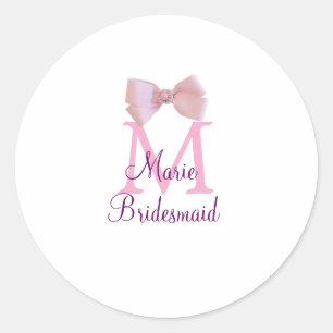 Rosa Bugmongramm Braun modern mädchenhaft rustikal Runder Aufkleber