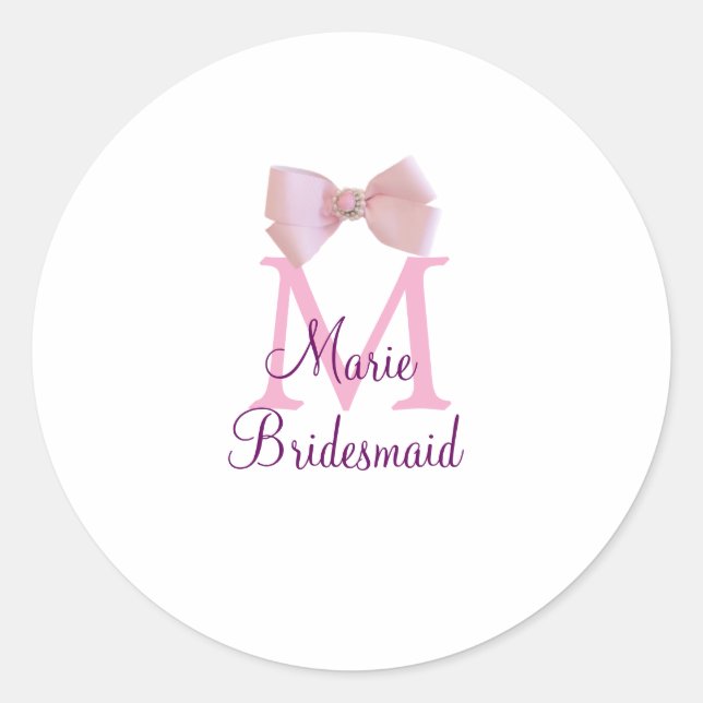 Rosa Bugmongramm Braun modern mädchenhaft rustikal Runder Aufkleber (Vorderseite)