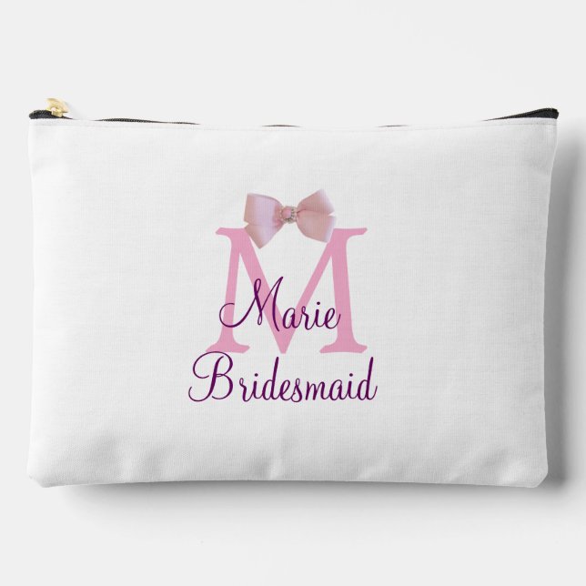 Rosa Bugmongramm Braun modern mädchenhaft rustikal Zubehörtasche (Vorderseite)
