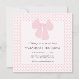 Rosa Bugpolka dots Mädchen Geburtstag Einladung
