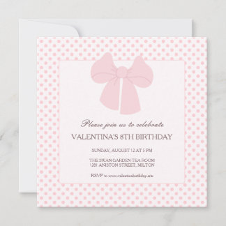 Rosa Bugpolka dots Mädchen Geburtstag Einladung