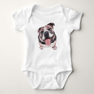 Rosa Bulldoggen-Baby-Shirt Baby Strampler