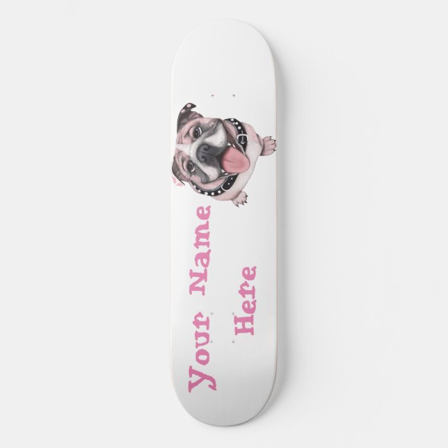 Rosa BulldoggenhundSkateboard Skateboard (Vorderseite)