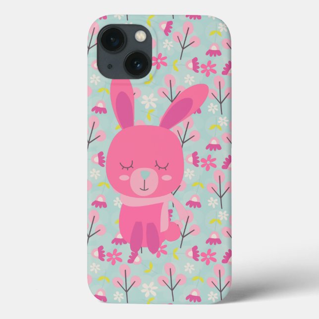 Rosa Bunnies und Blume Case-Mate iPhone Hülle (Rückseite)