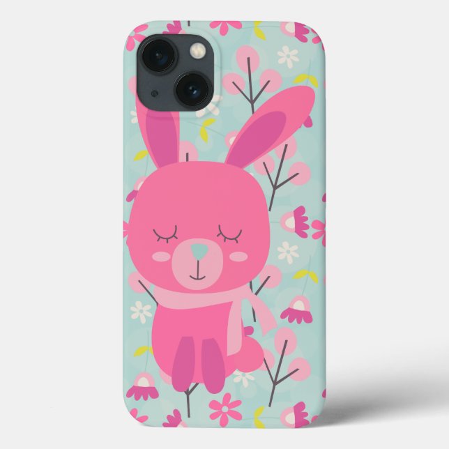 Rosa Bunnies und Blume Case-Mate iPhone Hülle (Rückseite)