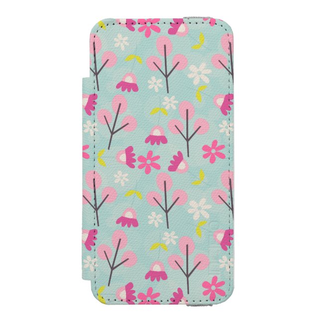 Rosa Bunnies und Blume Incipio iPhone Geldbeutel-Hülle (Folio Vorderseite)