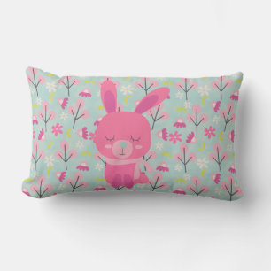 Rosa Bunnies und Blume Lendenkissen
