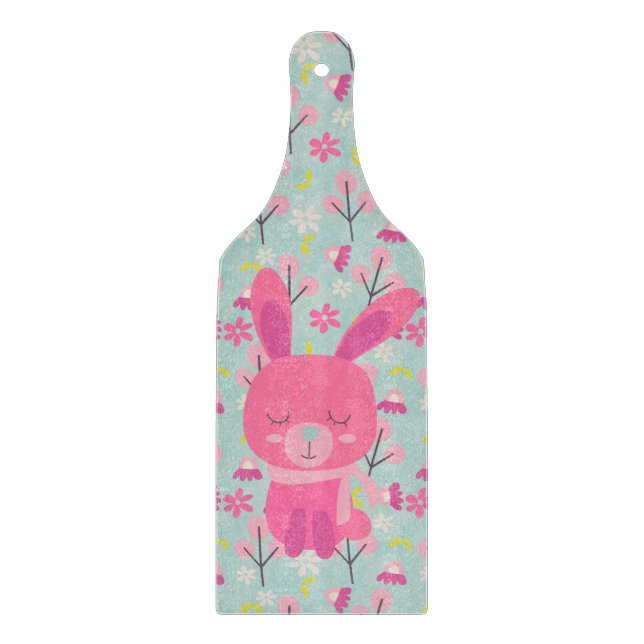 Rosa Bunnies und Blume Schneidebrett (Vorderseite)
