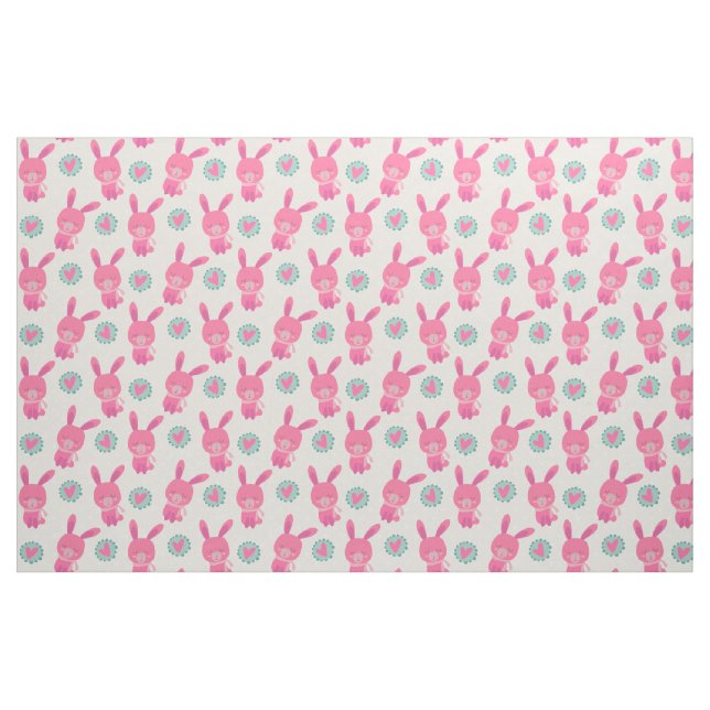 Rosa Bunnies und Herzstoffe Stoff (Fat Quarter (45,7 x 55,9 cm))
