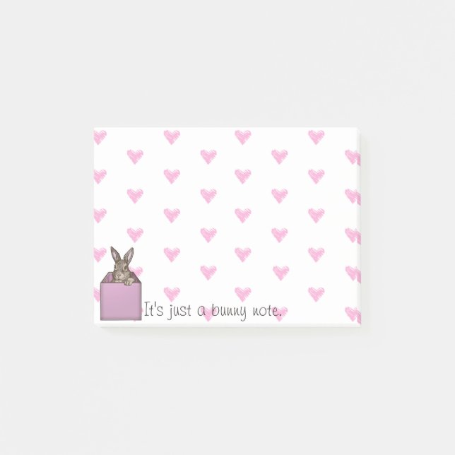 Rosa Bunny-in-the-box Post-it Klebezettel (Vorderseite)