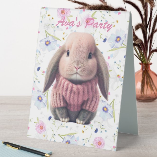 Rosa Bunny Partys Table Top-Karte Tischaufsteller (In Situ (Tisch))