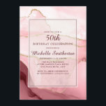 Rosa Burgund Gold Marmor Agate 50. Geburtstag Einladung<br><div class="desc">Elegantes und stilvolles Rosa,  Bordeaux und Goldmarmor/Age 50. Geburtstagsfeier für Frauen. Text ist anpassbar,  also machen Sie es zu Ihrem eigenen. Kontaktieren Sie uns für Hilfe bei der Anpassung oder um passende Produkte anzufordern.</div>