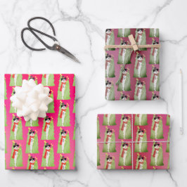 Rosa Burgund und Rose Schneemann entwickelt Geschenkpapier Set