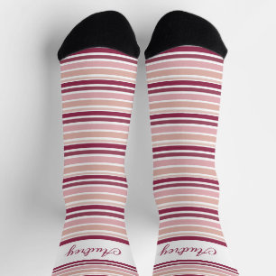 Rosa Burgund und weißer Streifen Socken