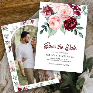 Rosa Burgunder Blumen Foto Hochzeit Save The Date