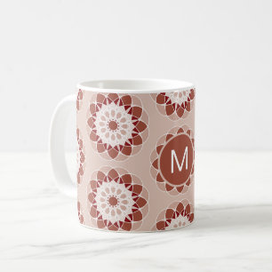 Rosa-burgunderfarbenes florales Mandala-Muster-Mon Kaffeetasse
